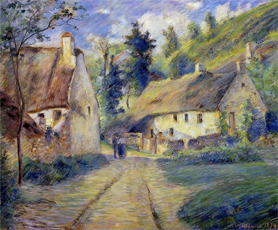 Cottages at Auvers, near Pontoise - Camille Pissarro Paintings
